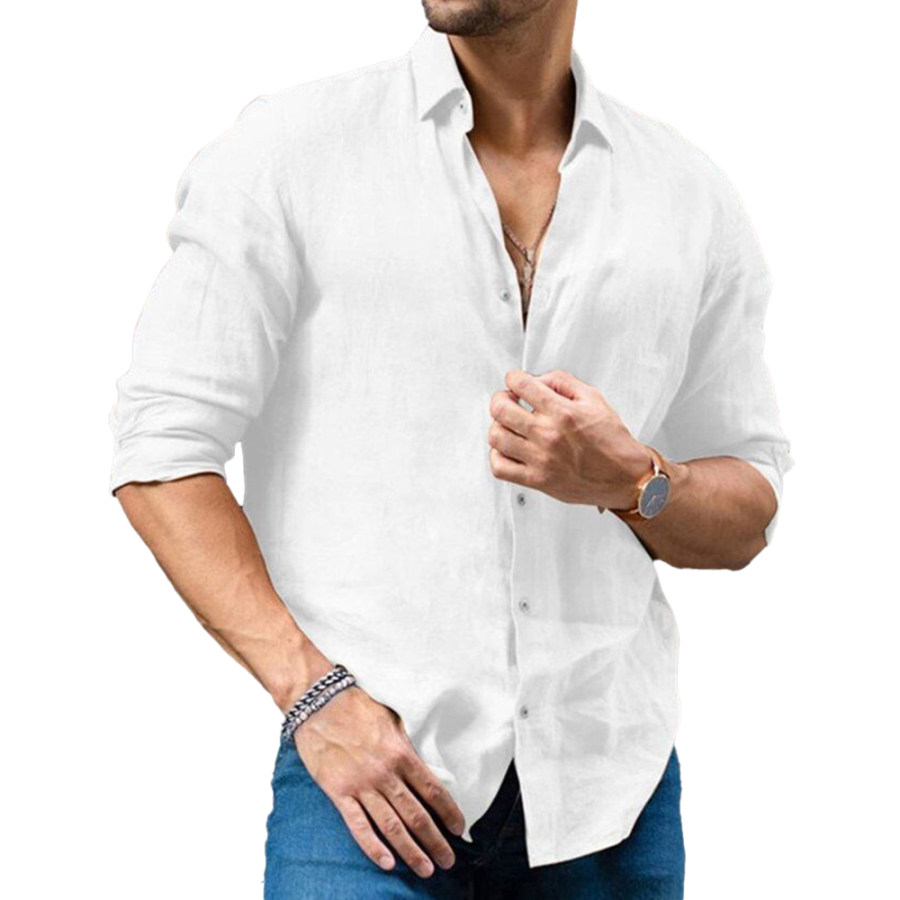 

Men's Outdoor Casual Cotton Linen Lapel Shirt