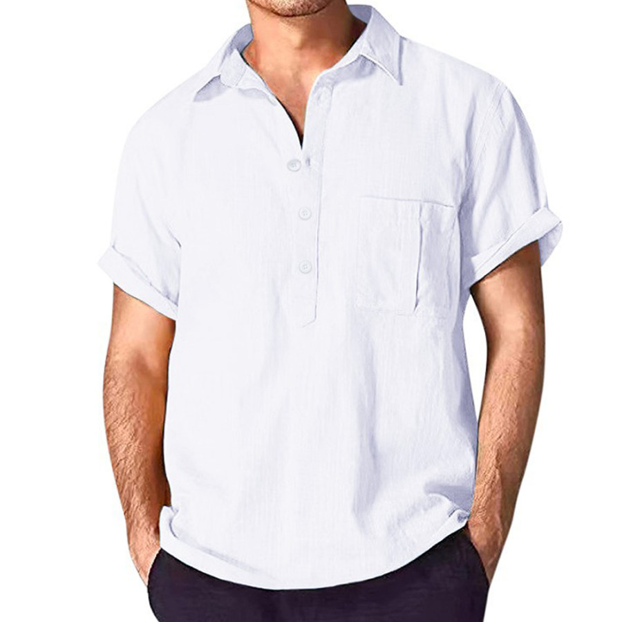 

Men's Outdoor Casual Cotton Linen Lapel Shirt With Pocket