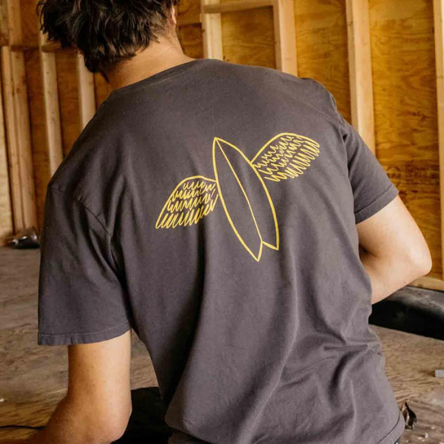 

Men's Short Sleeve T-Shirt Outdoor Retro Flying Fish Summer Tops