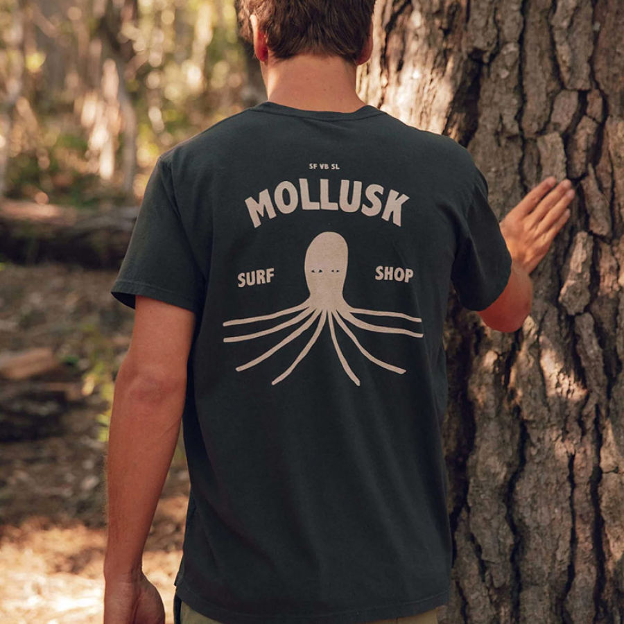 

Men's Short Sleeve T-Shirt Outdoor Vintage Mollusk Shop Summer Tops