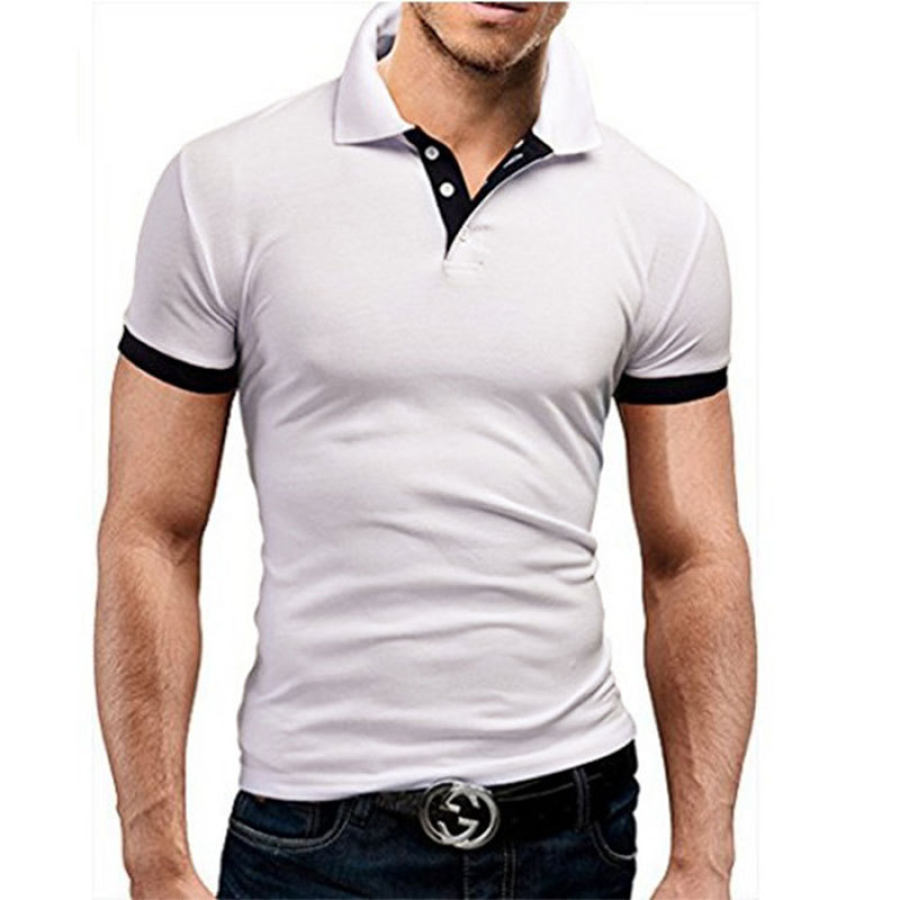 

Camiseta Masculina Camiseta Polo Camisa De Golfe Turndown Casual Macio Respirável Manga Curta Lago Azul Preto Branco Panos Sólidos