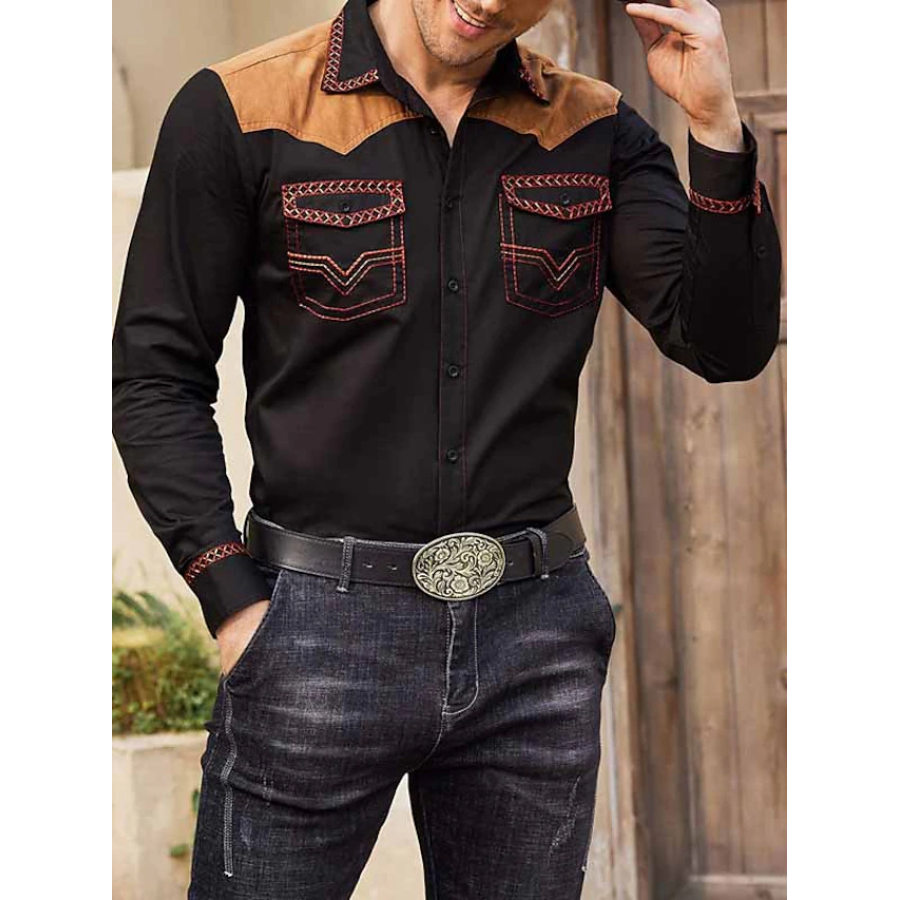 

Men's Shirt Western Shirt Plaid Graphic Prints Turndown Outdoor Street Long Sleeve Button-Down Print Soft Shirt