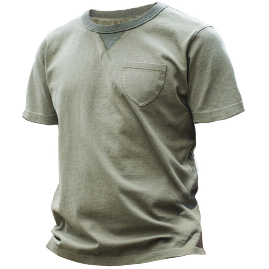 

Men's T-Shirt American Army Green Inverted Triangle Pocket