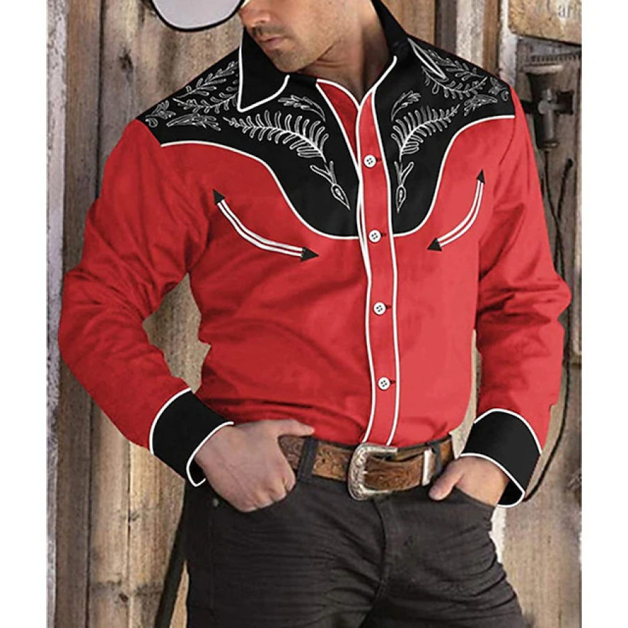 

Мужская рубашка в стиле вестерн клетчатая с графическим принтом с отложным воротником на улице с длинным рукавом на пуговицах с принтом мягкая рубашка
