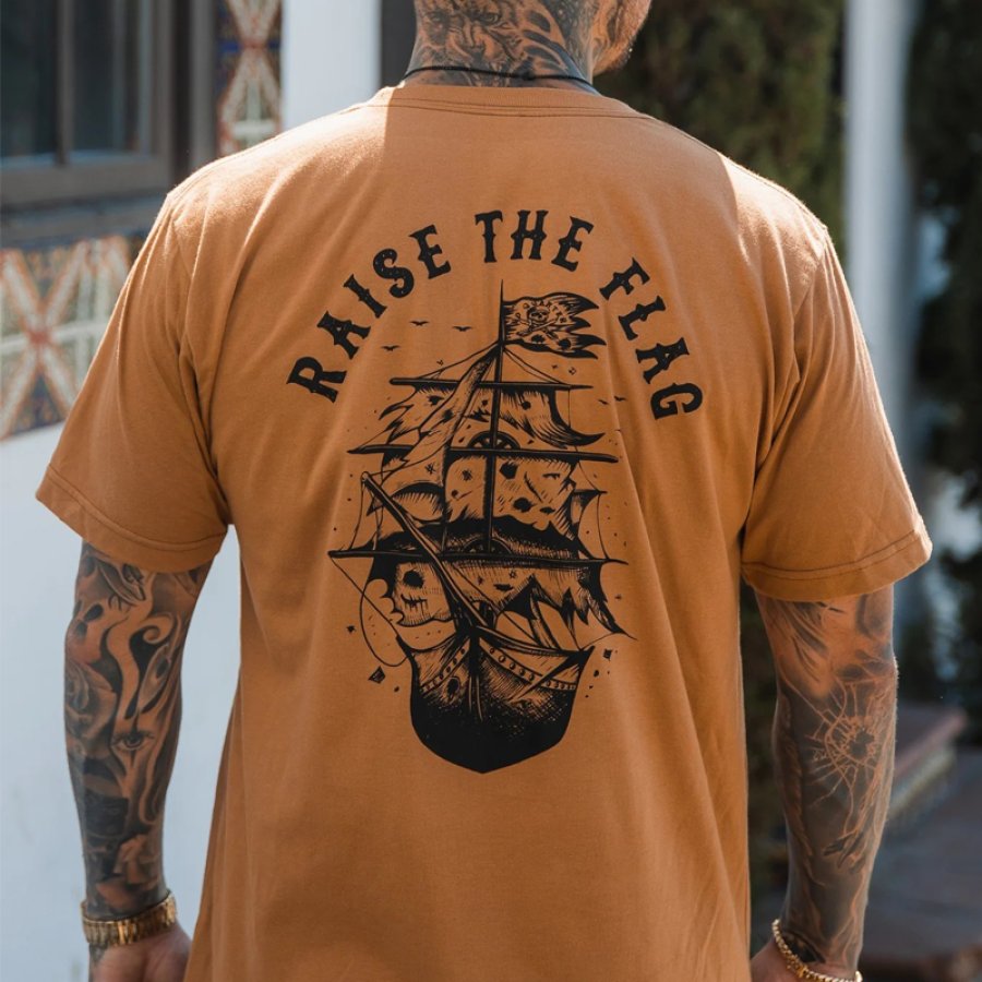 

Men's T-Shirt Breathable Fit T-Shirt Pirate Raise The Flag Graphic Print Printed T-Shirt