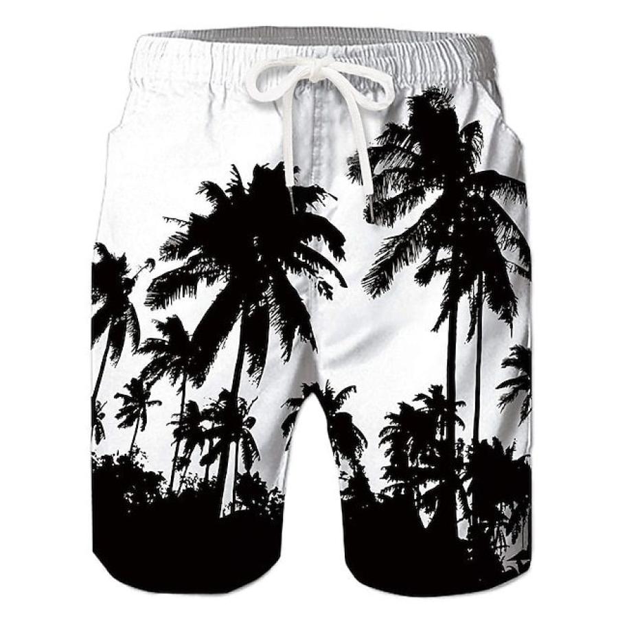 

Shorts Masculino Com Cordão Cor De Coco Havaiano Praia Verão Diário Branco