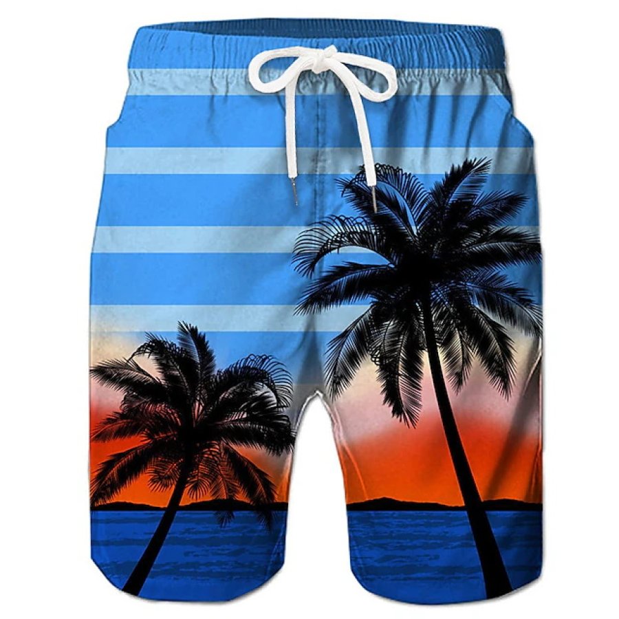 

Shorts Masculinos Com Cordão Cor De Coco Havaiano Praia Verão Diário Azul