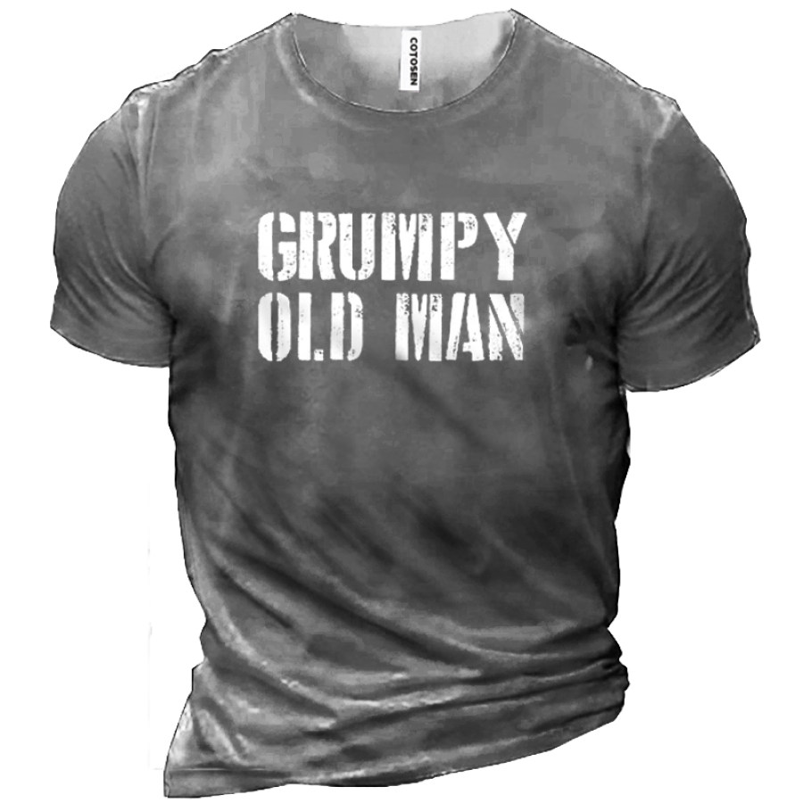 

T-shirt Da Uomo A Maniche Corte In Cotone Casual Da Esterno T-shirt Con Stampa Grumpy Old Man