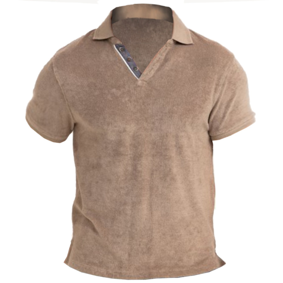 

Men's Breathable Brushed Casual Polo T-Shirt