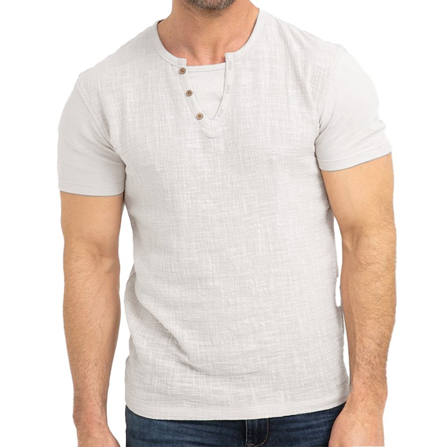 

Men's Outdoor Casual Cotton Linen V-Neck T-Shirt