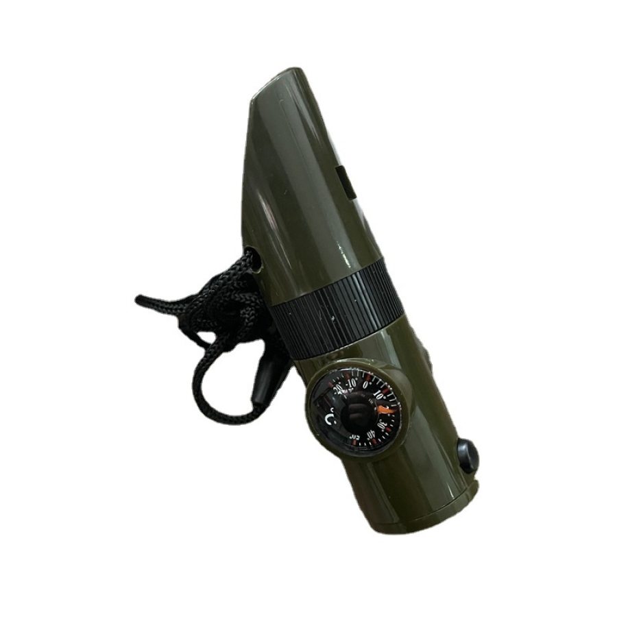 

Outdoor Function Whistle 7 In 1 Survival Whistle Survival Whistle With LED Light Thermometer Compass
