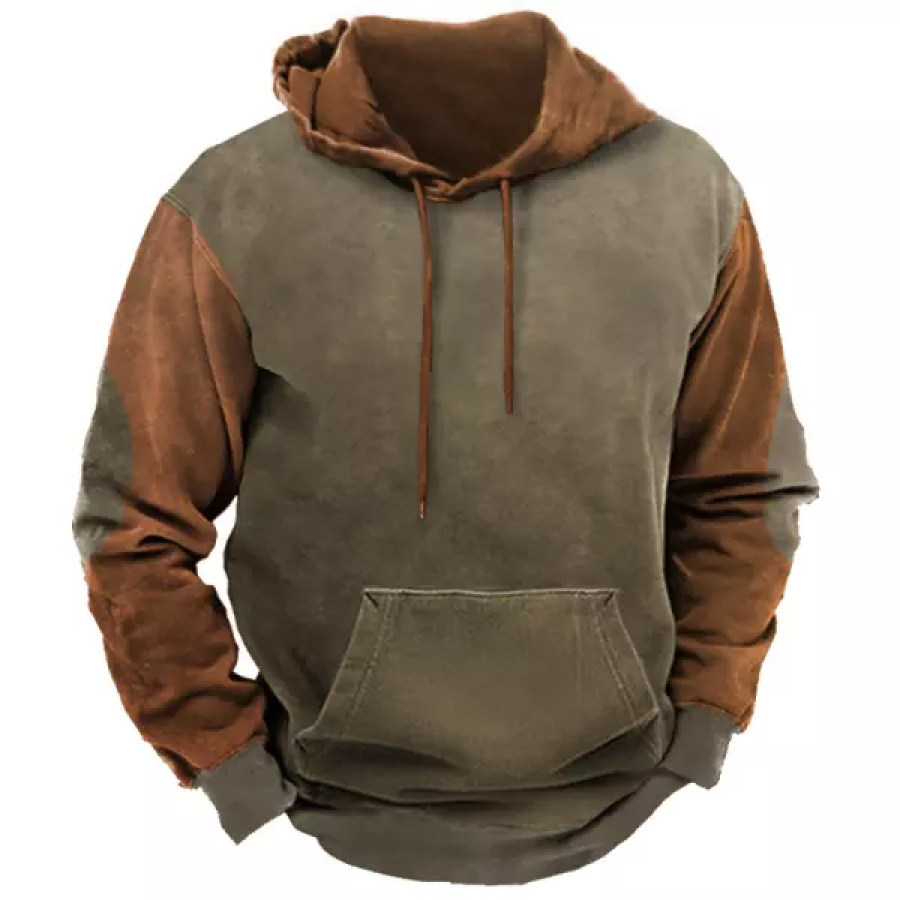

Men's Vintage Contrast Print Hooded Sweatshirt