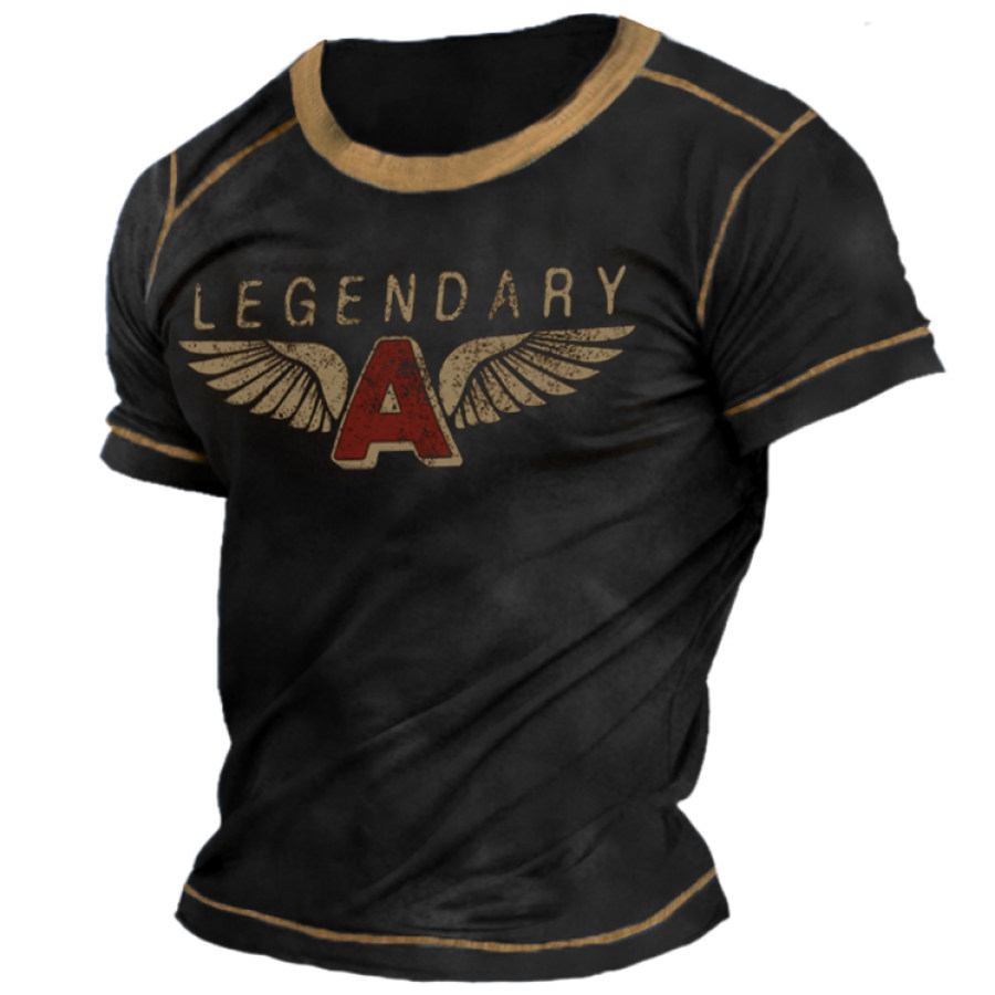 

Men's Outdoor Legendary Wings Letter Print T-Shirt