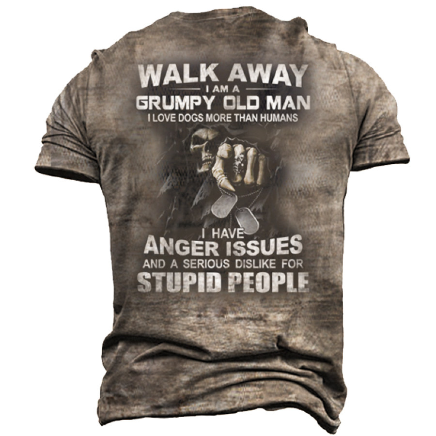 

Walk Away I Am A Grumpy Old Man I Have Anger Issues Men's Retro Tee