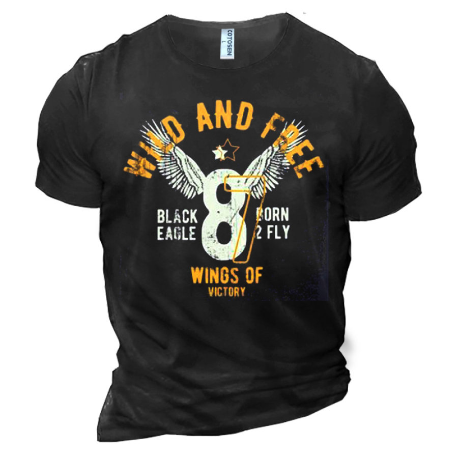

Men's Cotton T-shirt WILD AND FREE Summer Short-sleeved Top
