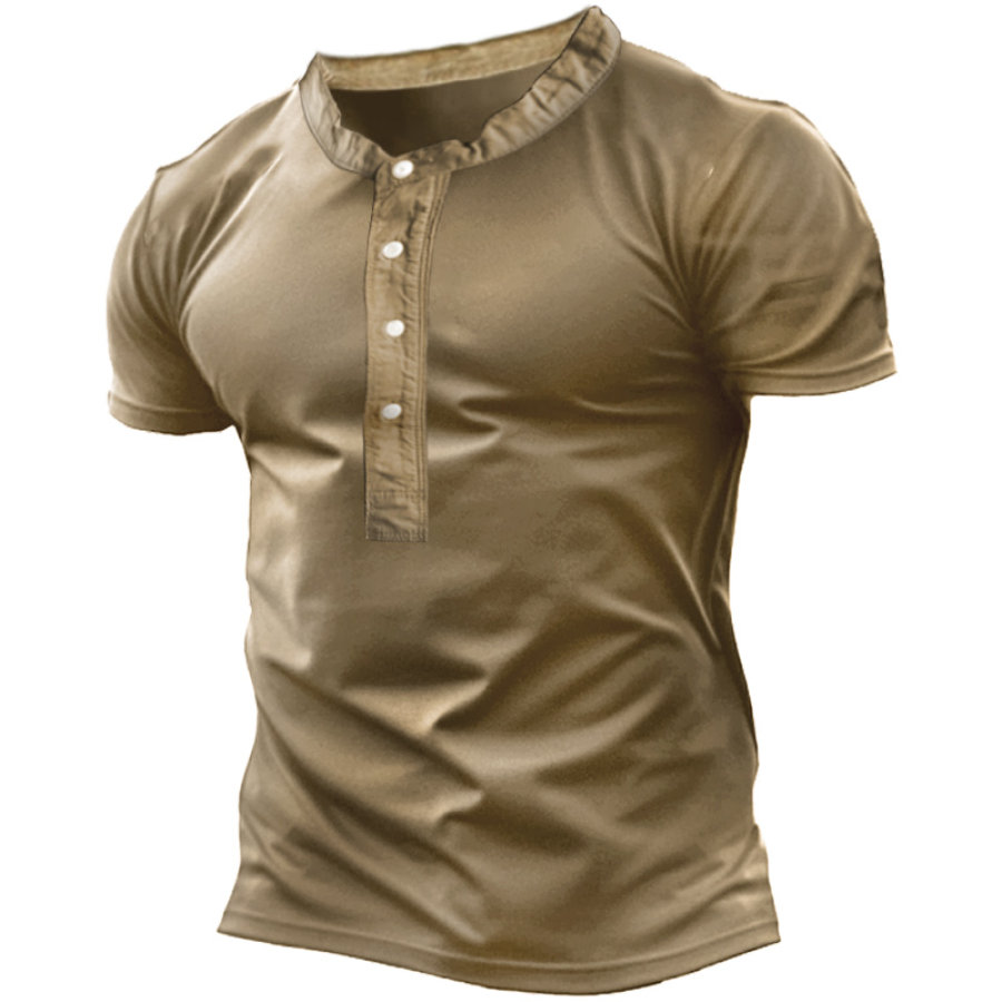 

Men's Henry T-Shirt Short Sleeve Outdoor Retro Training