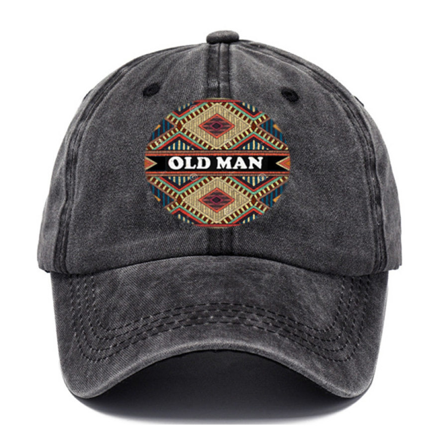 

Men's Retro Old Man Ethnic Print Sun Hat