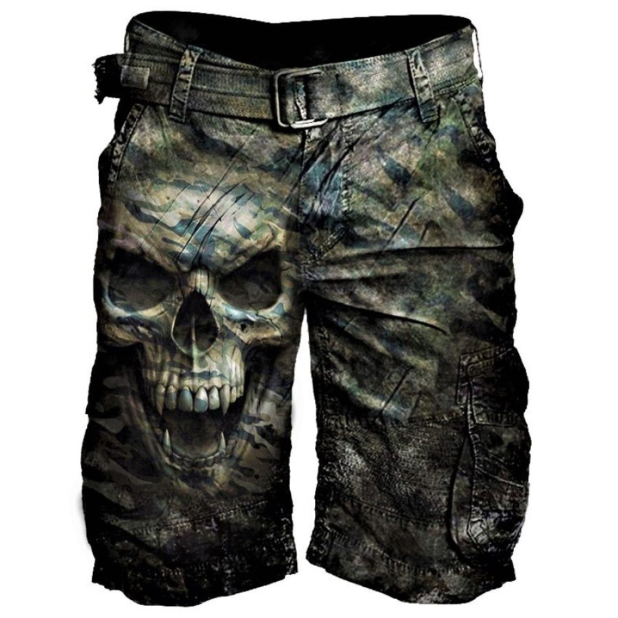 

Mens Skull Printed Casual Tactical Shorts