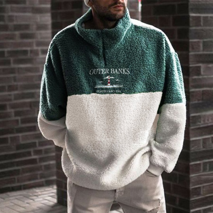 

Men's Oversized "OUTER BANKS" Embroidered Sherpa Sweatshirt