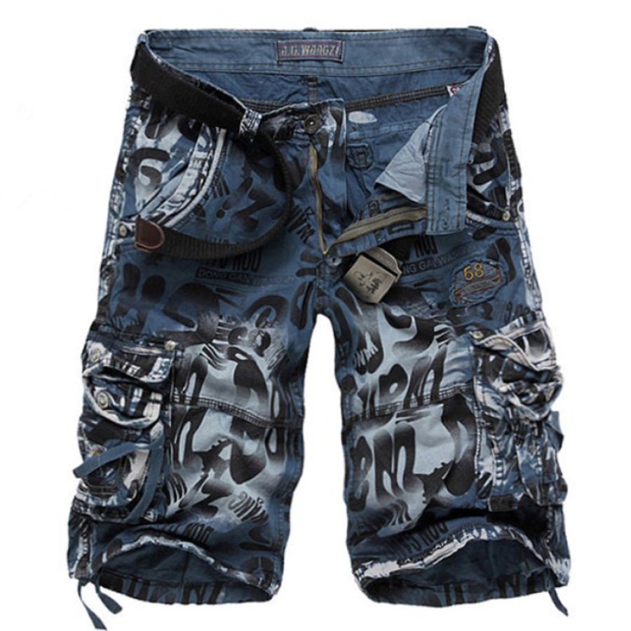 

Men's Multi Pocket Distressed Washed Vintage Camo Cargo Pants