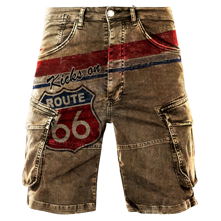 

Mens Outdoor Vintage Motor Oil Print Short