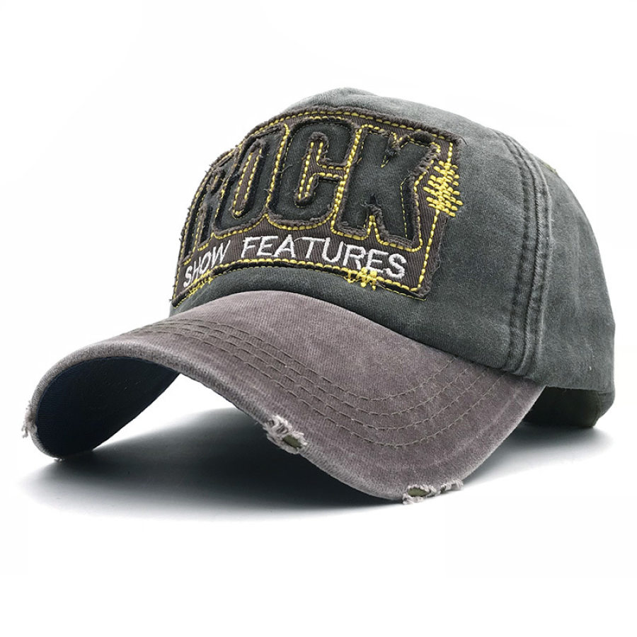 

Rock Letter Embroidery Outdoor Sun Hat