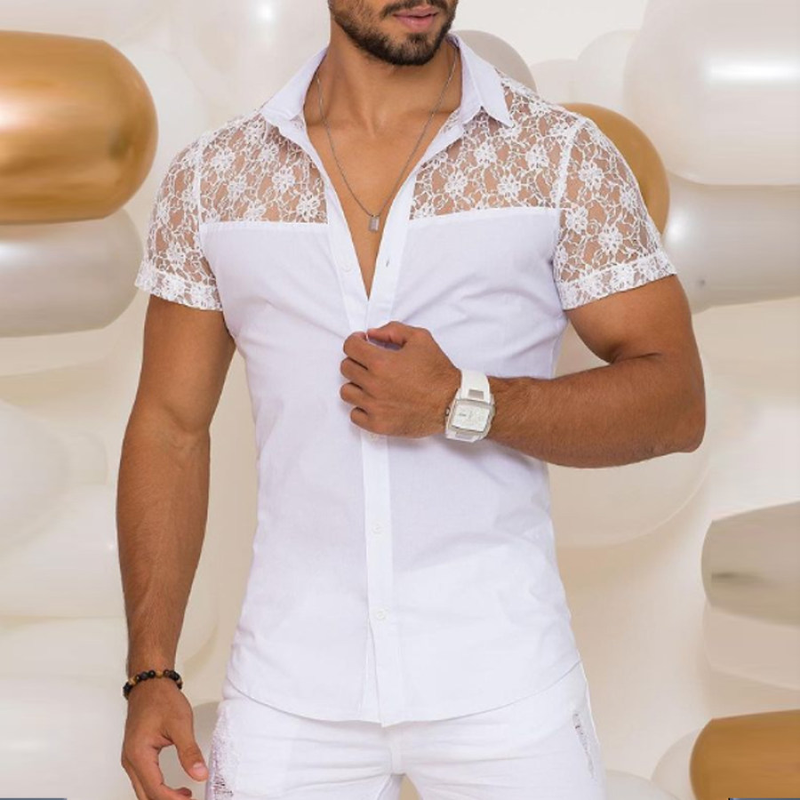 

Casual Patchwork Lapel Shirt
