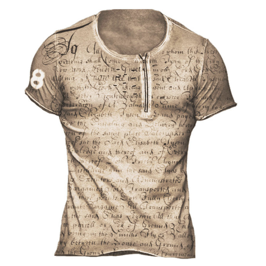 

Fashion Retro Note Beating Tactical Short-sleeved T-shirt