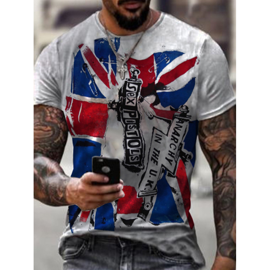 

Mens V-neck Anarchy Punk Casual T-Shirt