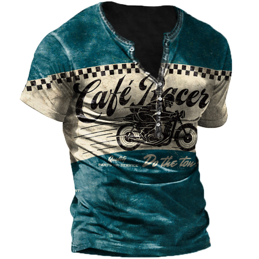 

Men's Outdoor Motorcycle Print Henry T-Shirt