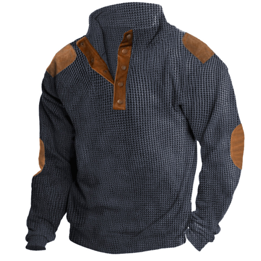 

Men's Training Colorblock Waffle Lapel Sweatshirt