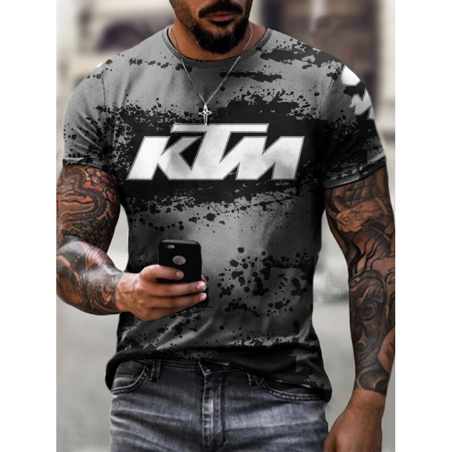 

Fashion Leisure Motorcycle Print T-shirt