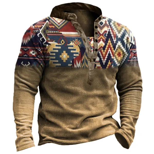 Men's Outdoor Ethnic Pattern Stitching Tooling Tactical Sweatshirt - Cotosen.com