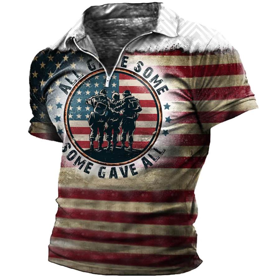 

Men's T-Shirt All Gave Some Some Gave Veterans Day Polo Vintage Summer Daily Top Khaki