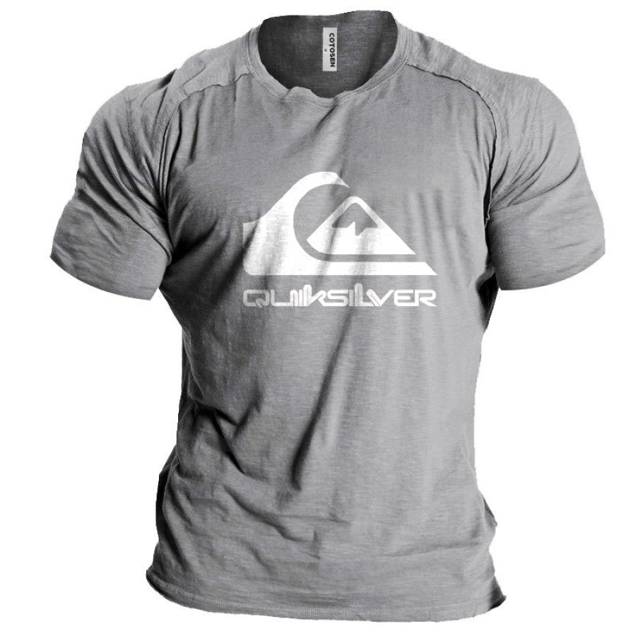 

Men's T-Shirt Quiksilver Short Sleeve Crewneck Summer Raglan Sleeves Top Blue Black Green Gray