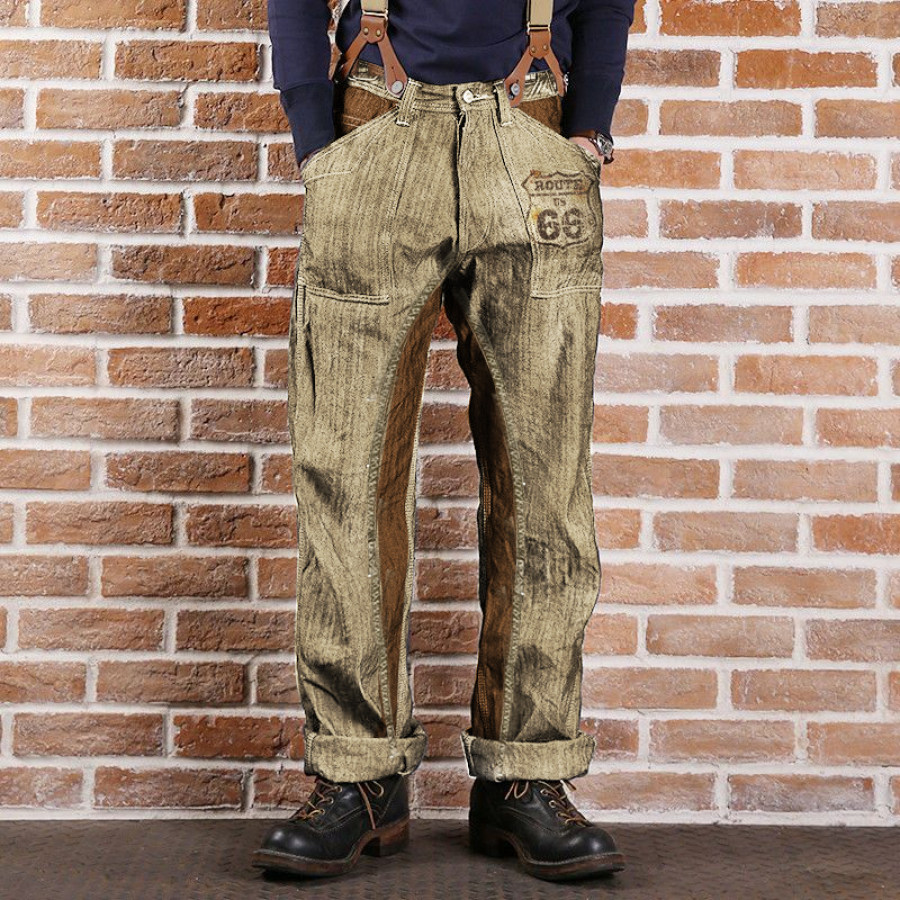 

Men's Retro Route 66 1920s 12oz Work Trousers Overalls