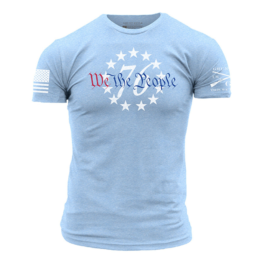 

T-shirt Da Uomo In Cotone Girocollo Casual Con Stampa Del Giorno Dell'indipendenza We The People 1776 All'aperto