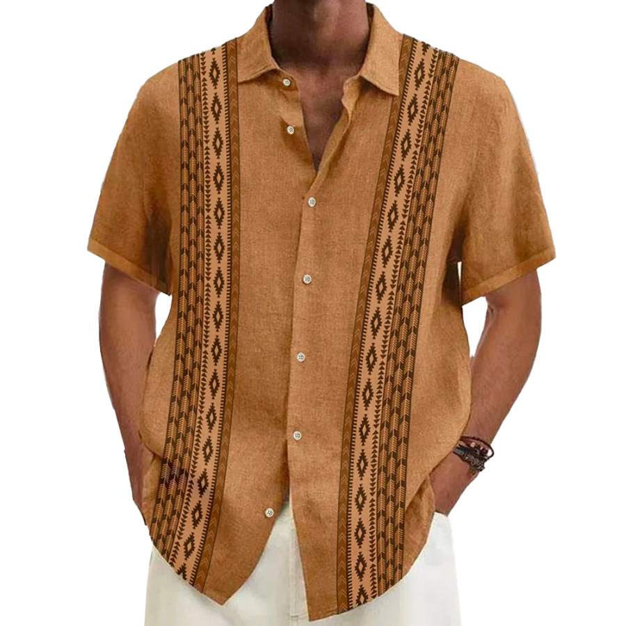 

Men's Ethnic Print Beach Casual Shirt