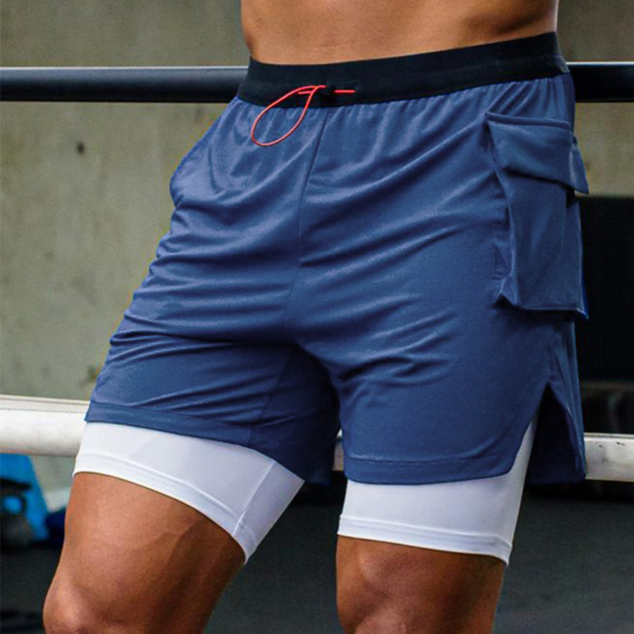 

Pantalones Cortos De Doble Capa Para Correr Deportes Al Aire Libre Para Hombres