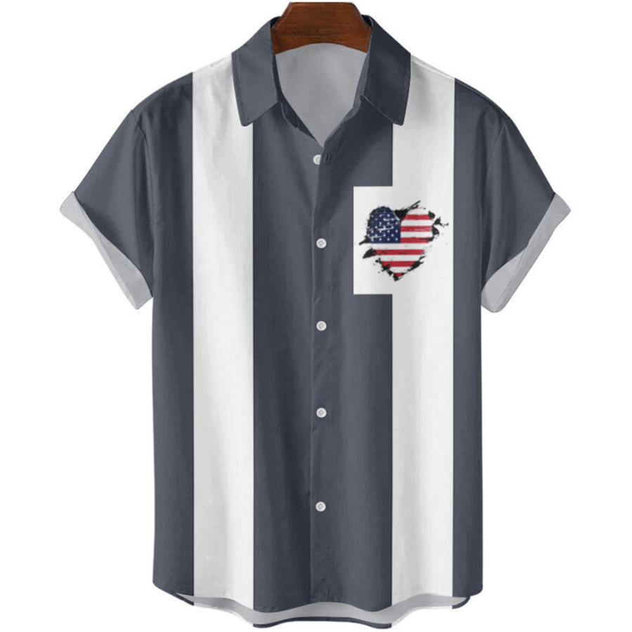 

Men's Vintage American Flag Casual Shirt