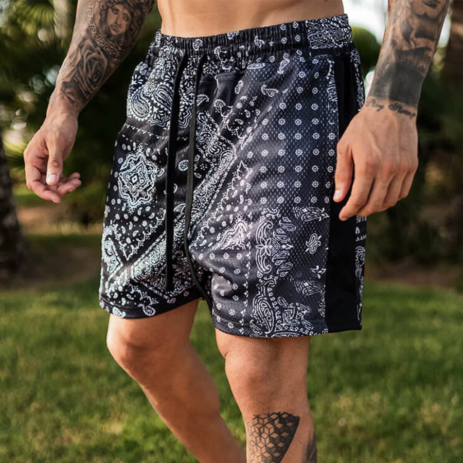 

Men's Surf Shorts Ethnic Print Quick Dry Beach Mesh Shorts