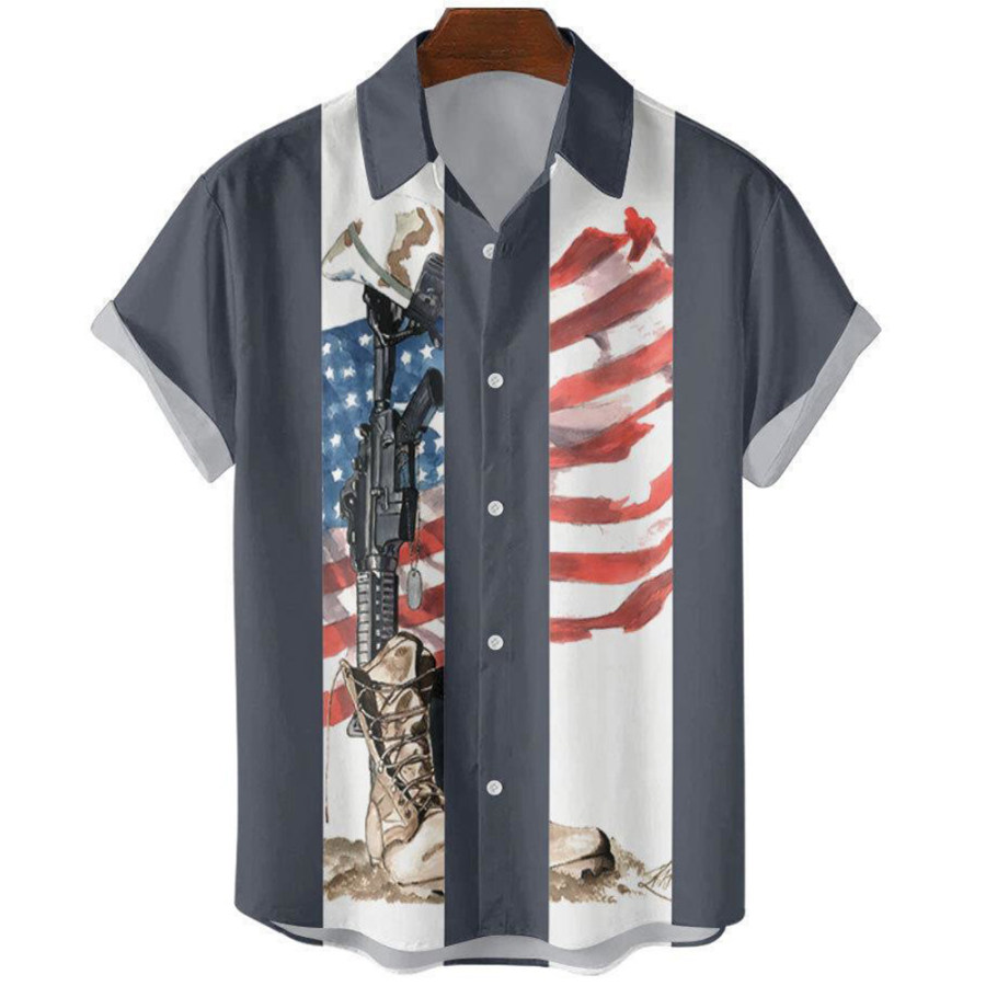 

Camicia Casual Vintage Da Uomo Con Bandiera Americana