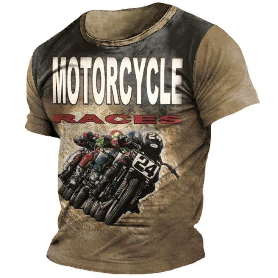 

Men's Short Sleeve T-Shirt Vintage Motorcycle Print Summer Tops