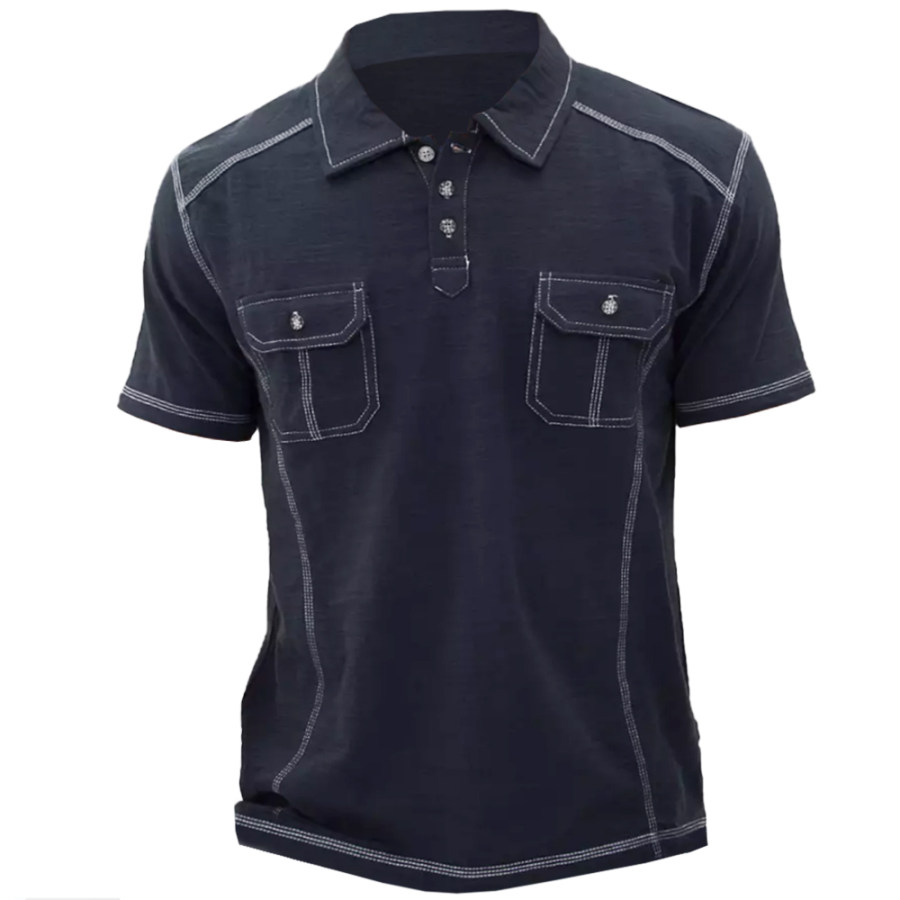 

Men's Outdoor Casual Pocket Polo Neck T-Shirt