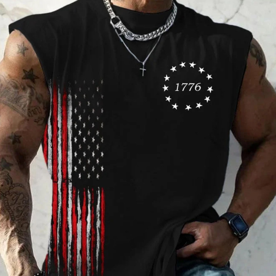 

Men's Vintage American Flag Casual Tank Top
