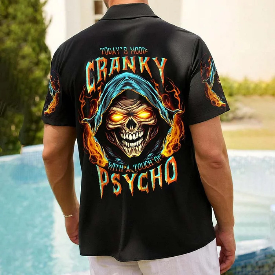 

Men's Short Sleeve Shirt Today's Mood Cranky With A Touch Of Psycho Skull Print