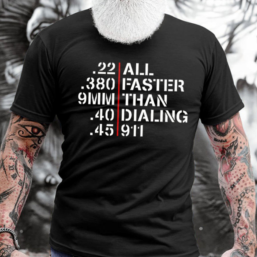 

Men's Cotton T-Shirt All Faster Than Dialing 911 Graphic Printing 4th Of July