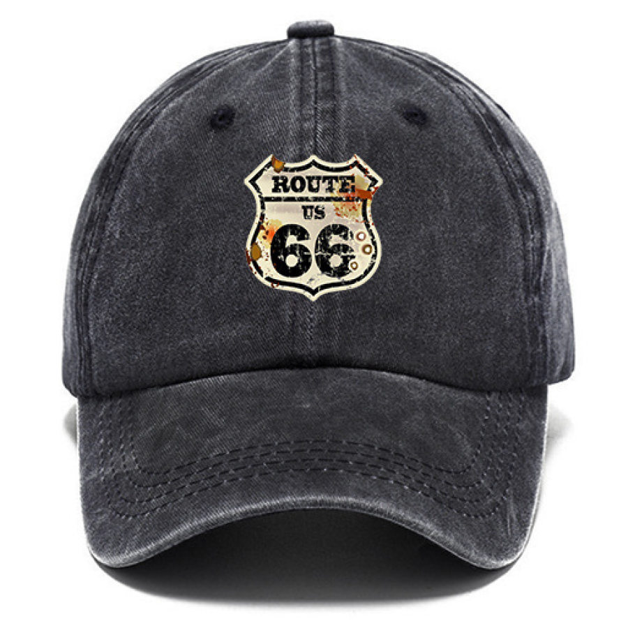

Washed Cotton Sun Hat Vintage Route 66 Outdoor Casual Cap Khaki Navy Black Gray Grass Green