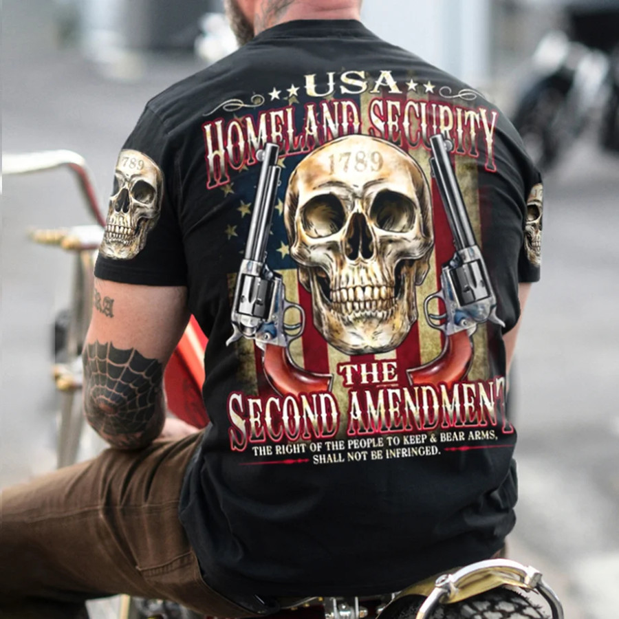 

Hombres EE. UU. Seguridad Nacional La Segunda Enmienda Skull Tees Hombres Camiseta De Algodón