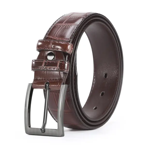 Men's Leather Belt Alloy Retro Crocodile Pattern Versatile Daily Wear Dark Coffee Camel Black - Mobivivi.com 